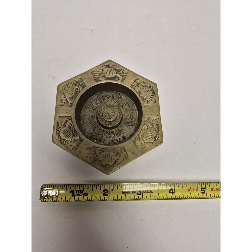 Zodiac Astrological  Cancer Brass Ash Tray Vintage